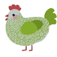 A silver and chartreuse chicken with a double-lace pattern