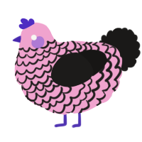 A pink and sable chicken with a lace pattern