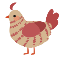 A beige and red chicken with a bar pattern