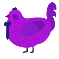 A amethyst and violet chicken with a lace pattern