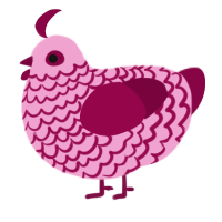 A pink and maroon chicken with a lace pattern