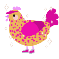 A honey and fuchsia chicken with a speckle pattern