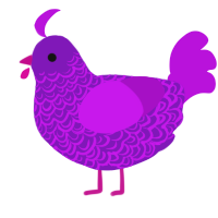 A violet and amethyst chicken with a double-lace pattern