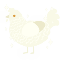 A white chicken with a lace pattern