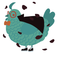 A turquoise and teal chicken with a lace pattern