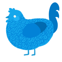 A sky and sapphire chicken with a double-lace pattern
