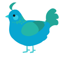 A cerulean and turquoise chicken with a neck-speckle pattern