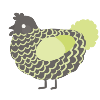 A grey and lemon chicken with a lace pattern