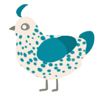 A cream and sea chicken with a speckle pattern