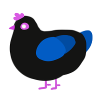 A black and ultramarine chicken