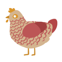 A beige and red chicken with a lace pattern