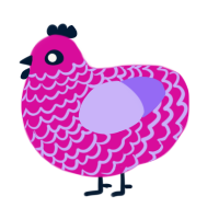 A fuchsia and lilac chicken with a lace pattern