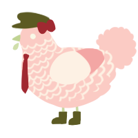 A rose chicken with a lace pattern