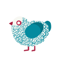 Paene, a white and sea chicken with a double-lace pattern