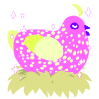 A lavender and apple chicken with a speckle pattern