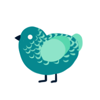 bajastie, a teal and mint chicken with a half-lace pattern