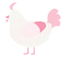A white and rose chicken with a lace pattern