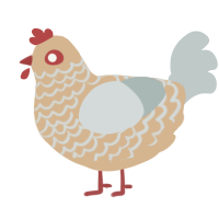 A beige and silver chicken with a lace pattern