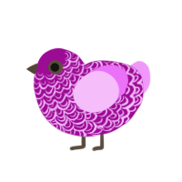 LUCY MY BELOVED, a plum and lavender chicken with a double-lace pattern