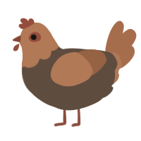 A bark and brown chicken with a head pattern