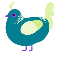 A sea and apple chicken with a neck-band pattern