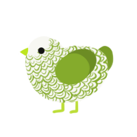 darling, a white and chartreuse chicken with a double-lace pattern