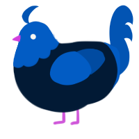 A tumblr and ultramarine chicken with a head pattern