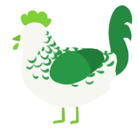 A white and viridian chicken with a half-lace pattern
