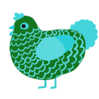 A leaf and aqua chicken with a lace pattern