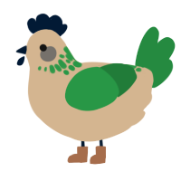 A beige and viridian chicken with a neck-speckle pattern