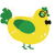 Sponge, a yellow and viridian chicken