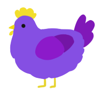 A blurple and violet chicken