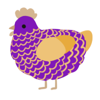 A violet and honey chicken with a lace pattern