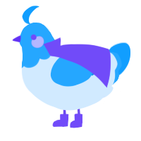 A white and sky chicken with a head pattern