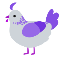 A mist and blurple chicken with a neck-speckle pattern