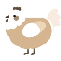 A beige and cream chicken with a head pattern