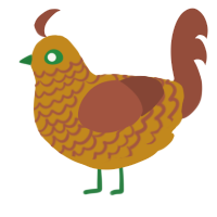 Zinger, a ochre and russet chicken with a lace pattern