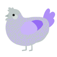 A silver and lilac chicken with a double-lace pattern