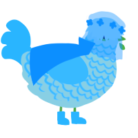 A apple and aqua chicken with a lace pattern