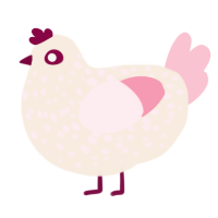 A cream and rose chicken with a speckle pattern
