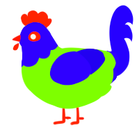 A grass and indigo chicken with a head pattern