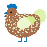 A brown and apple chicken with a speckle pattern