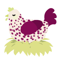 A cream and wine chicken with a speckle pattern