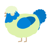 A apple and sapphire chicken with a head pattern