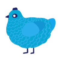 A cerulean and sky chicken with a lace pattern