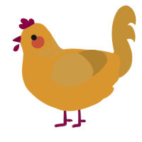 A orange and gold chicken with a neck-speckle pattern