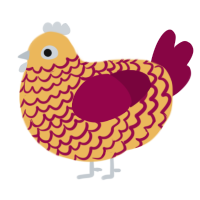 A honey and maroon chicken with a lace pattern