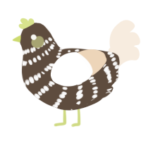 A bark and cream chicken with a bar pattern