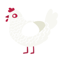 A white chicken with a lace pattern
