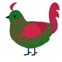 A leaf and crimson chicken with a lace pattern